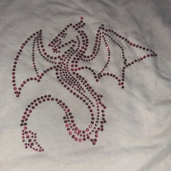 Vintage y2k style rhinestone Mcbling dragon top - Picture 2 of 3